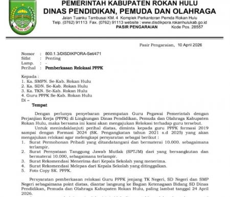 Relokasi Guru PPPK di Kabupaten Lebih Cepat, Tingkat Provinsi Riau Belum Jelas