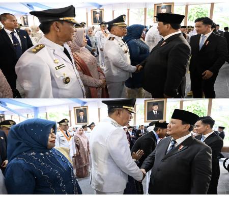 AKBP (Purn) H. Asmar dan Muzamil Baharudin, S.M., M.M saat bersalaman dengan Presiden Prabowo