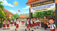 Besok PAUD-SD, hingga SMP di Pekanbaru kembali sekolah.(ilustrasi/gemini AI/halloriau.com)