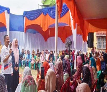 Agung Nugroho saat kampanye dialogis di Kelurahan Tangkerang Tengah, Pekanbaru.(foto: tribunpekanbaru.com)