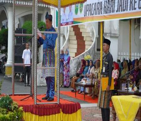 Kepala BKPSDM Rohil, Acil Rustianto jadi Irup HUT ke-67 Riau.(foto: afrizal/halloriau.com)