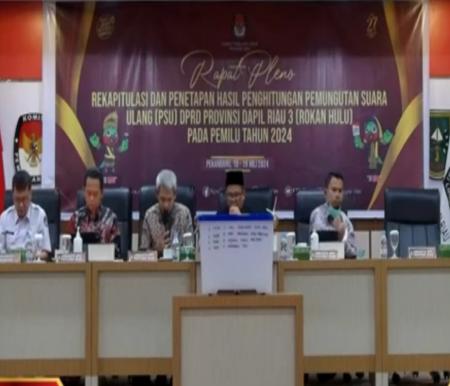 Rapat pleno hasil PSU Rohul di KPU Riau, Kamis (18/7/2024) 