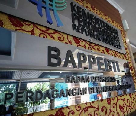 Kantor Badan Pengawas Perdagangan Berjangka Komoditi (Bappebti) di Jakarta.