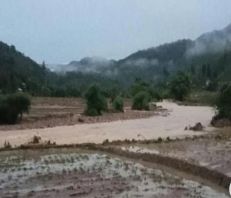 Banjir bandang landa tiga kabupaten di Sumatera Barat (foto/Antara)