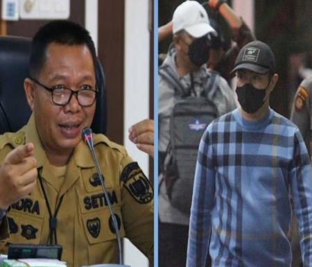 Sekda Indra Pomi (kiri) bersama Eks Pj Walikota Pekanbaru dibawa KPK ke Jakarta (foto/int)