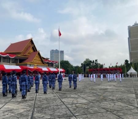 Upacara HUT ke-79 RI di kantor Gubernur Riau (foto/Yuni)