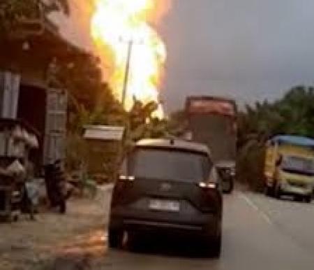 Ledakan Pipa Gas PT TGI di Inhil, Labfor Polda Riau Ambil Sampel