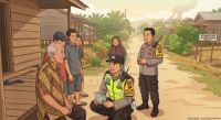 Polres Rohil sosialisasi bahaya karhutla di Desa Jaya Mukti.(ilustrasi/AI/halloriau.com)