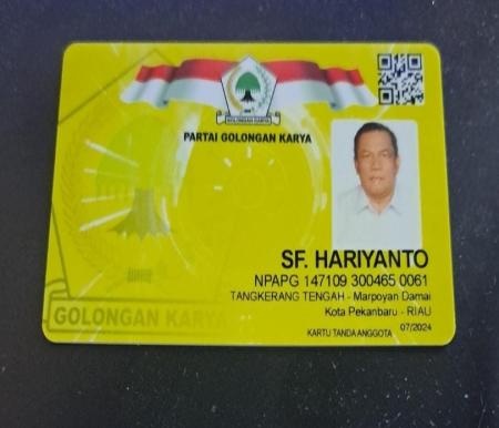 Beredar KTA Golkar SF Hariyanto diduga terbit saat masih menjabat sebagai ASN? (foto/ist)