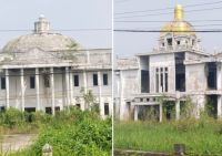 Beberapa bangunan di pusat perkantoran Batu Enam yang tidak terurus (foto/afrizal)