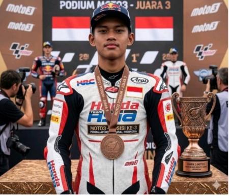 Bendera Merah Putih Berkibar, Veda Pratama Raih Podium Moto3 Brasil