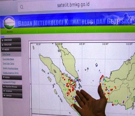 Sebaran titik panas di Sumatera.(ilustrasi/int)