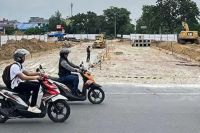 Pembangunan Simpang Arifin Ahmad-Sudirman Pekanbaru terus dikebut.(foto: tribunpekanbaru.com)