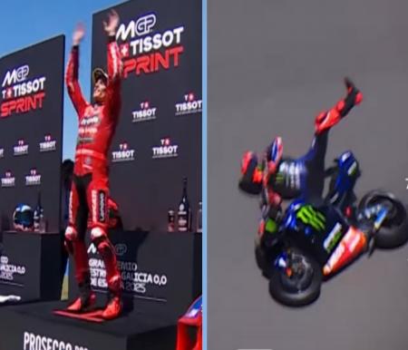Marc Marquez Menang Sprint Race MotoGP Spanyol 2025, Fabio Quartararo Crash