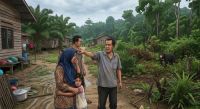 Beruang berkeliaran di pemukiman warga di Pelalawan.(ilustrasi/AI/halloriau.com)