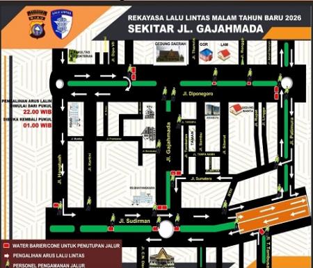 Jalan Sudirman-Diponegoro Pekanbaru Ditutup Saat Malam Tahun Baru 2026, Ini Skema Pengalihannya