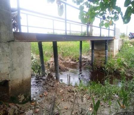 Kondisi Jembatan Parit Atmo terancam roboh.(foto: afrizal/halloriau.com)