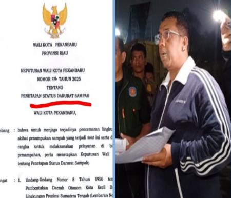 Pj Walikota Pekanbaru, Roni Rakhmat terbitkan SK penetapan Status Darurat Sampah (foto/ist)