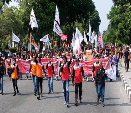 Ilustrasi aksi damai KSBSI Riau di Hari Buruh (foto/int)