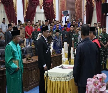 DPRD Dumai rapat Paripurna pengangkatan pimpinan, Bahari di ruang Paripurna Gedung DPRD Dumai (foto/bambang)