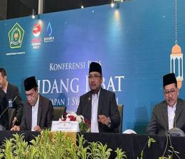 Menag, Yaqut Cholil Qoumas pimpin sidang isbat 1 Syawal 1444 Hijriah.(foto: int)