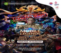 Pamflet turnamen mobile legend terpampang foto bupati Kepulauan Meranti H. Muhammad Adil SH, MM. 