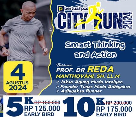 Bertuahpos City Run 2024 akan kehadiran tamu istimewa, Prof Dr Reda Manthovani, Jaksa Agung Muda Intelijen (foto/int)