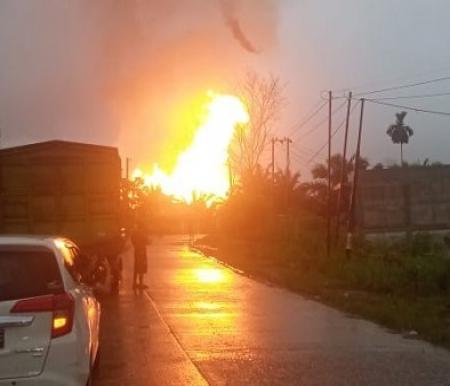 Polres Inhil Gandeng Bidlabfor Polda Riau Selidiki Kebakaran Pipa Gas PT TGI