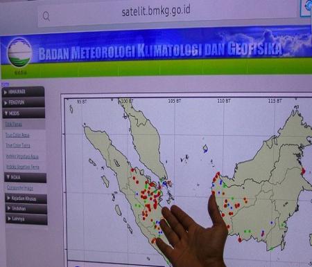 Sebaran titik panas di Riau pagi ini.(ilustrasi/int)